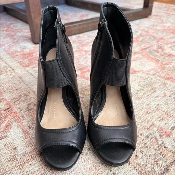 Gianni Bini Black Peep-Toe Ankle Booties - Picture 3 of 7